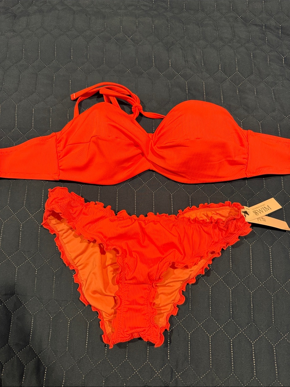 Bright Red Ruffled Bikini Set